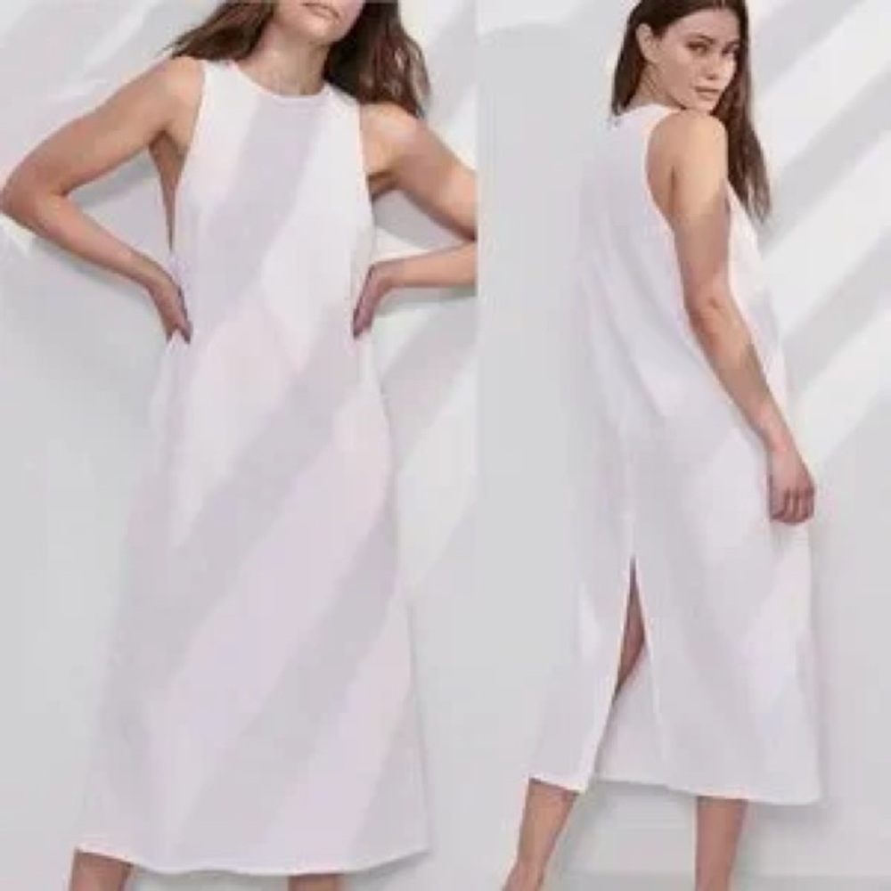 Lunya Organic Cotton Seersucker Midi Dress in white size Medium - Picture 2 of 8